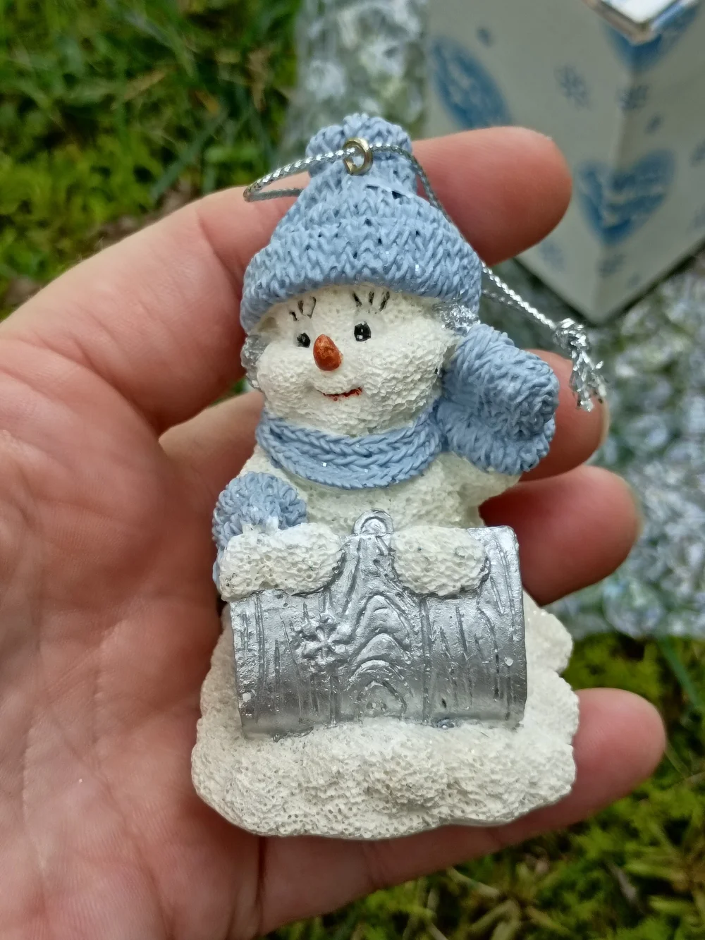 1999 Encore Snow Buddies Tobogannin’ Sledding Snowman Christmas Figure Ornament